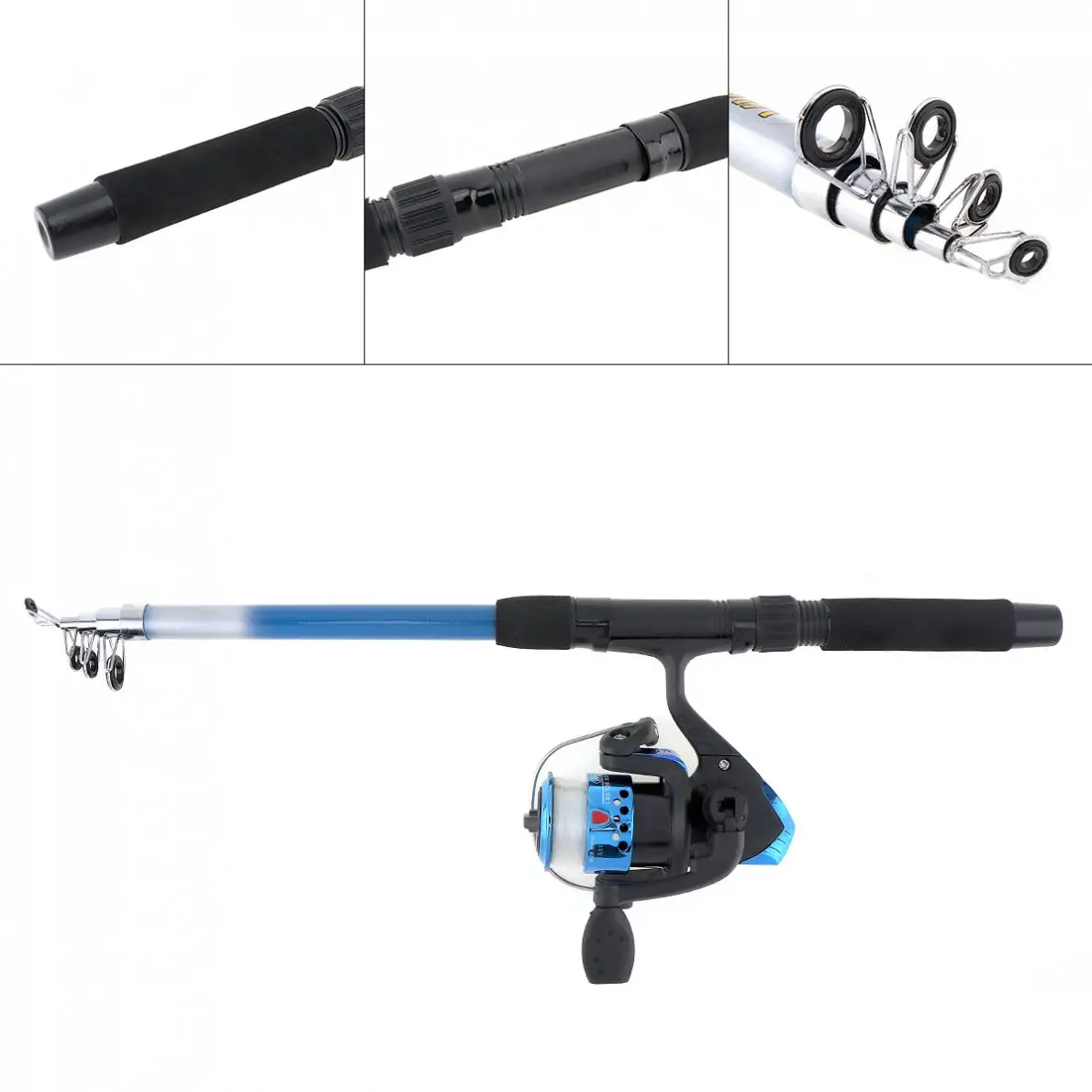 

1.8m Portable Telescopic Fishing Rod C ombo Full Kit Spinning Reel Line Pole with Carp Fishing Lures Float Hook Swivel Tool Set