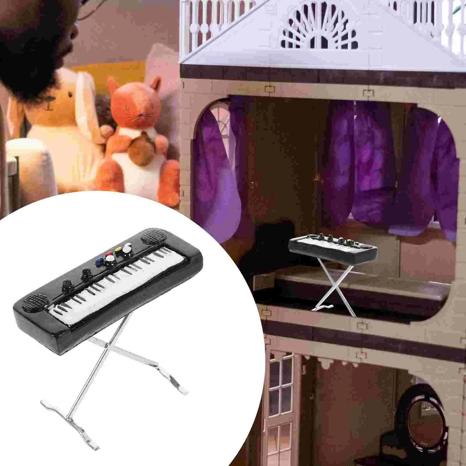 Miniature House Simulation Electronic Piano Musical Instrument Model Scene Props (Piano) 1pc Keyboard Alloy Organ