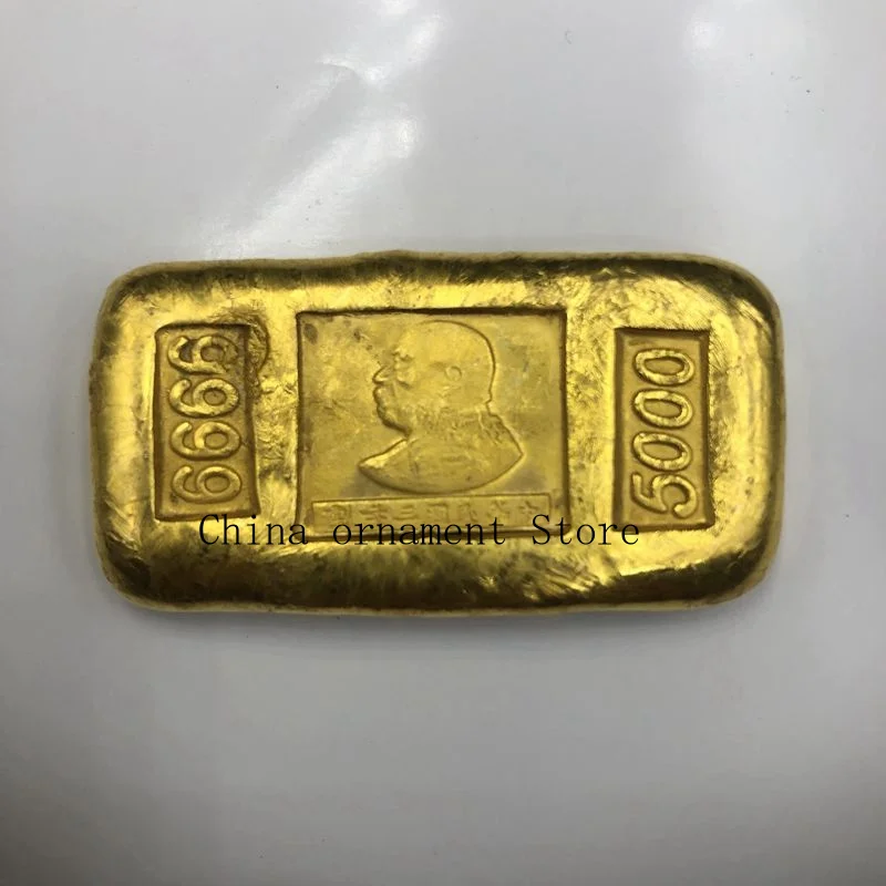 Antique Gold coins, copper with gold plating Copper coin Joyful character ingot Coin home decor, special character design, rando