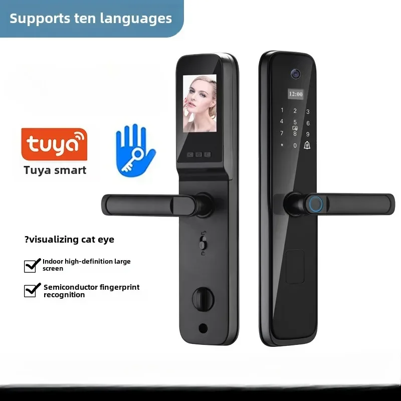 

Электронный смарт-замок для входной деревянной двери с функцией распознавания отпечатков пальцев, кодовым доступом и глазком-глазком (защита от взлома)