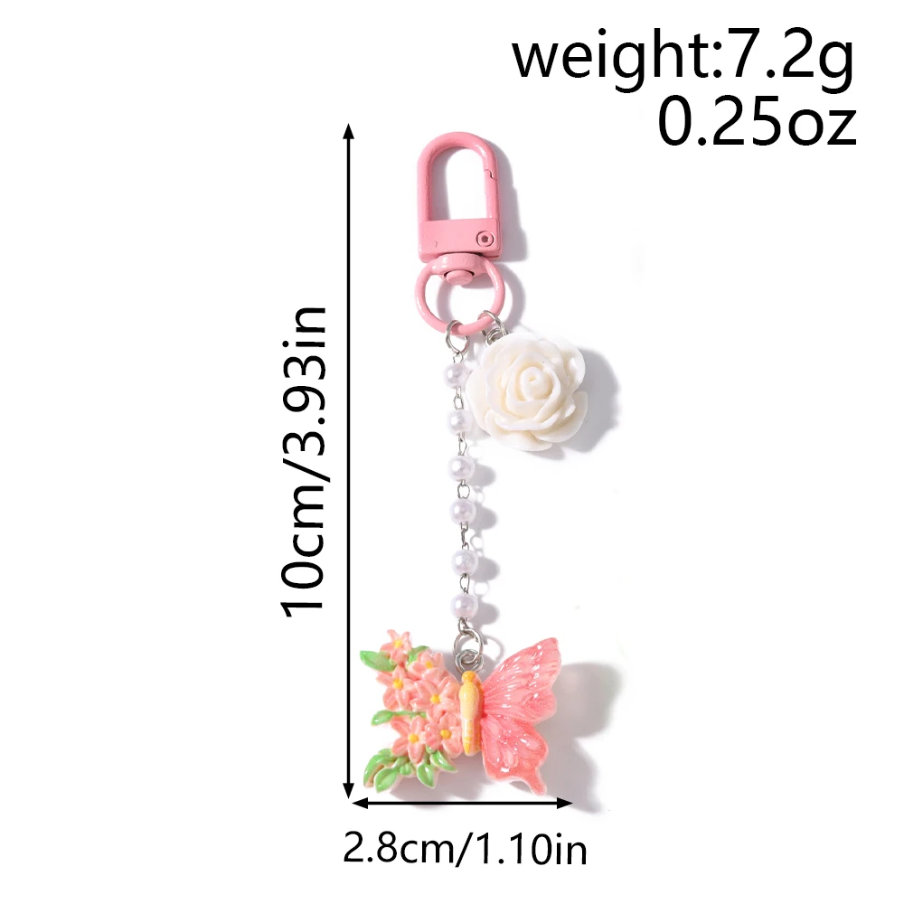 لطيف الراتنج فراشة المفاتيح النساء الفتيات زهرة مفتاح قلادة عصابة لحقيبة اليد سحر DIY مفتاح سلسلة مجوهرات هدايا