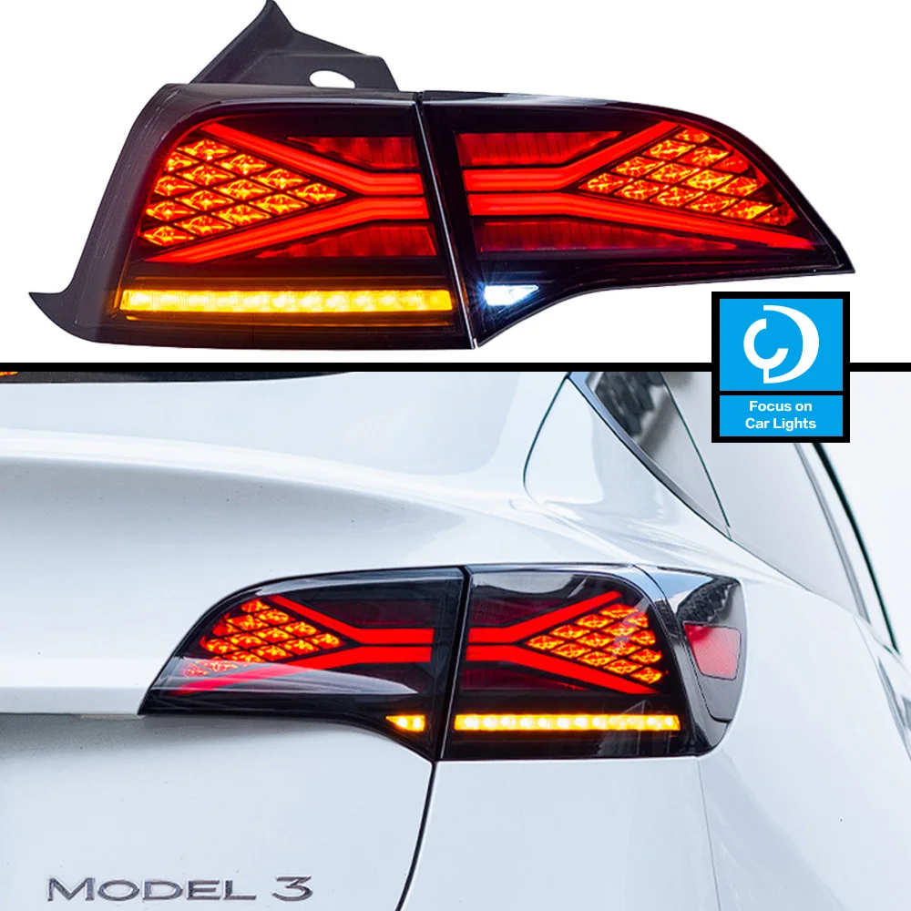 Taillights Styling For Tesla Model 3 Model Y 2019-2022 Tail Light LED DRL Running Signal Brake Reversing Parking Lighthouse