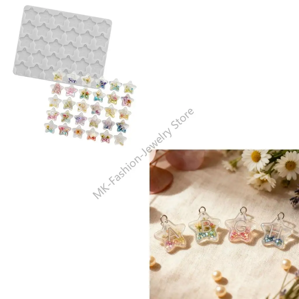 

Q6PF Elastic Star Letter Silicone Casting Mold Silicone Texture Suitable for Handmade Jewelry Supplies and Gift Making