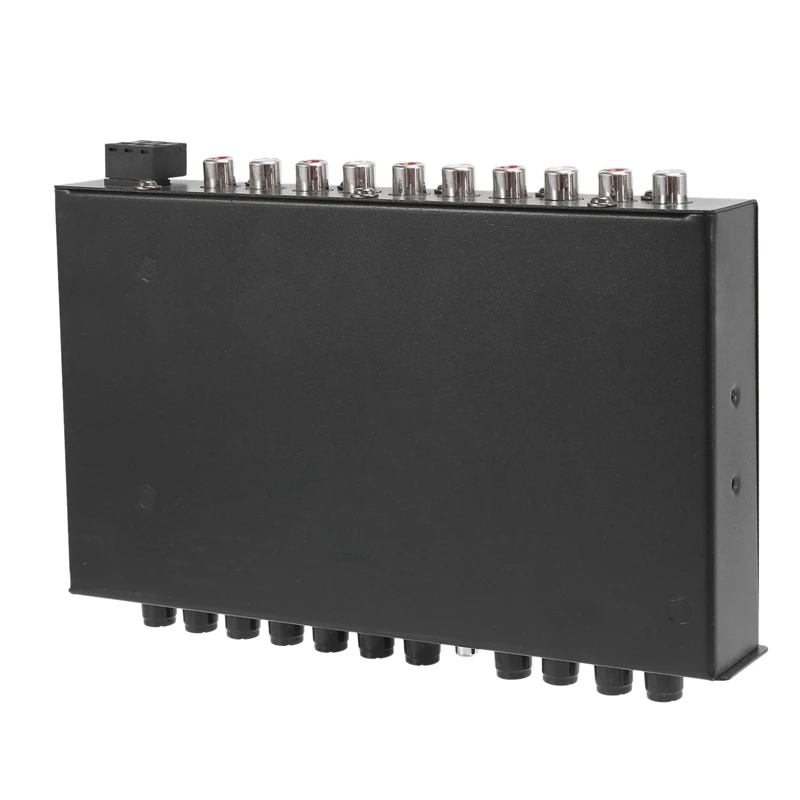 معادل صوت New-3X مكون من 7 نطاقات، معادل رسومات مضخم صوت للسيارة مكون من 7 نطاقات قابل للتعديل مع مفتاح اختيار إدخال CD/AUX، أسود