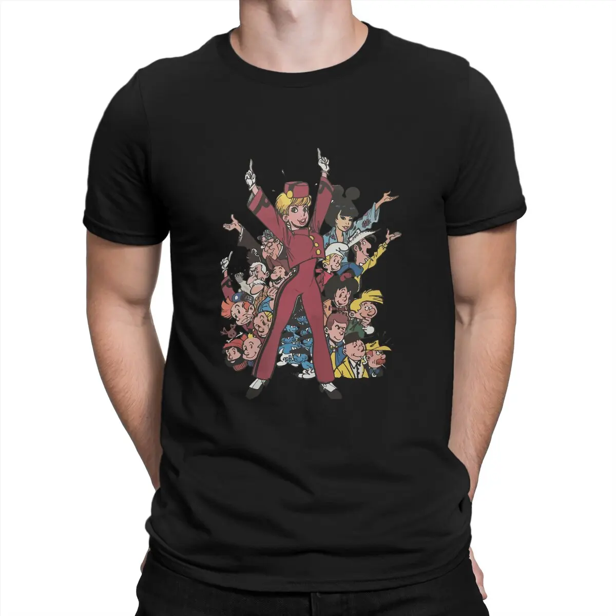 Mash Up Gaston Lagaffe Anime T Shirt Punk O-Neck TShirt Polyester Streetwear