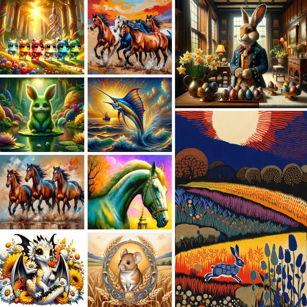 

591813 Animal Dragon Horse Paint By Number For Adults 40x50 Acrylic Paint Crafts Supplies For Adults Home Decor