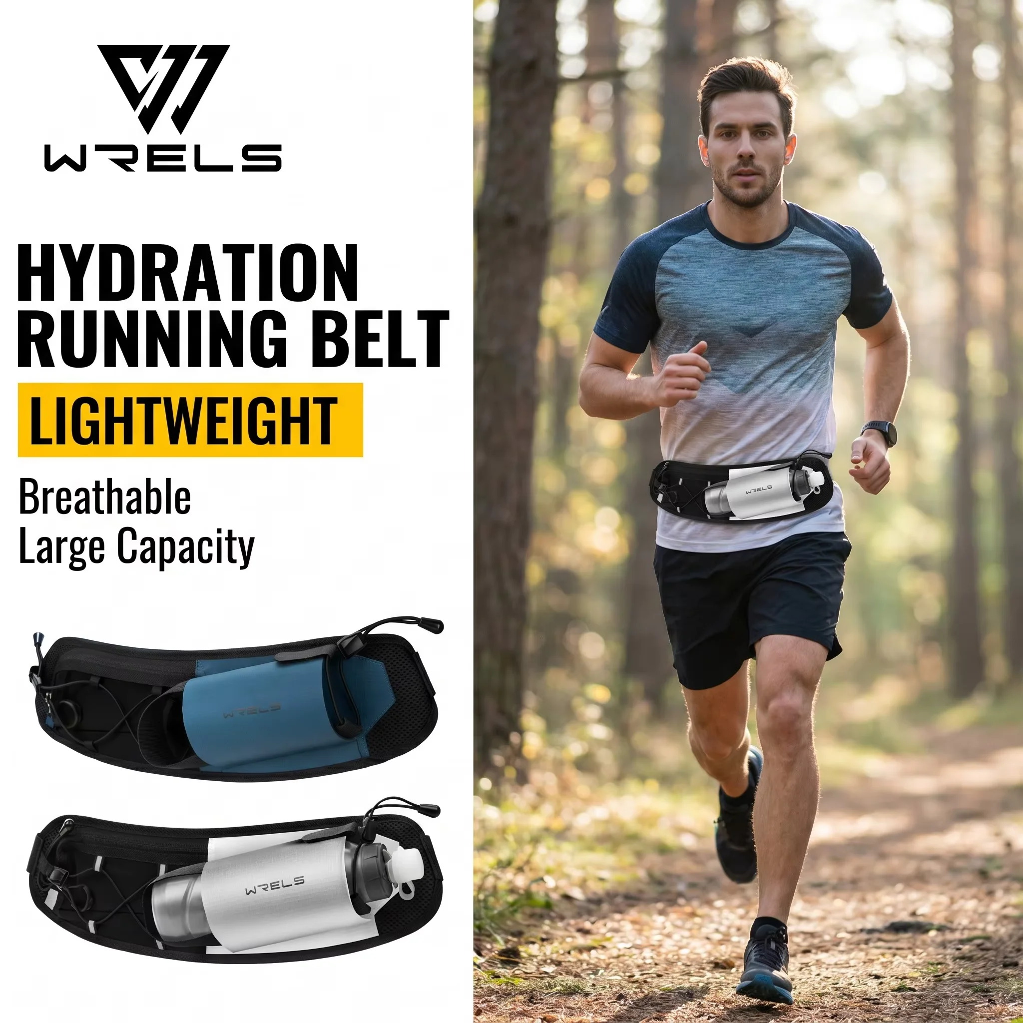 WRELS Hydration Pack Lightweight Breathable Reflective Running Hydration Vest Mesh Adjustable Men Women Marathon Vest