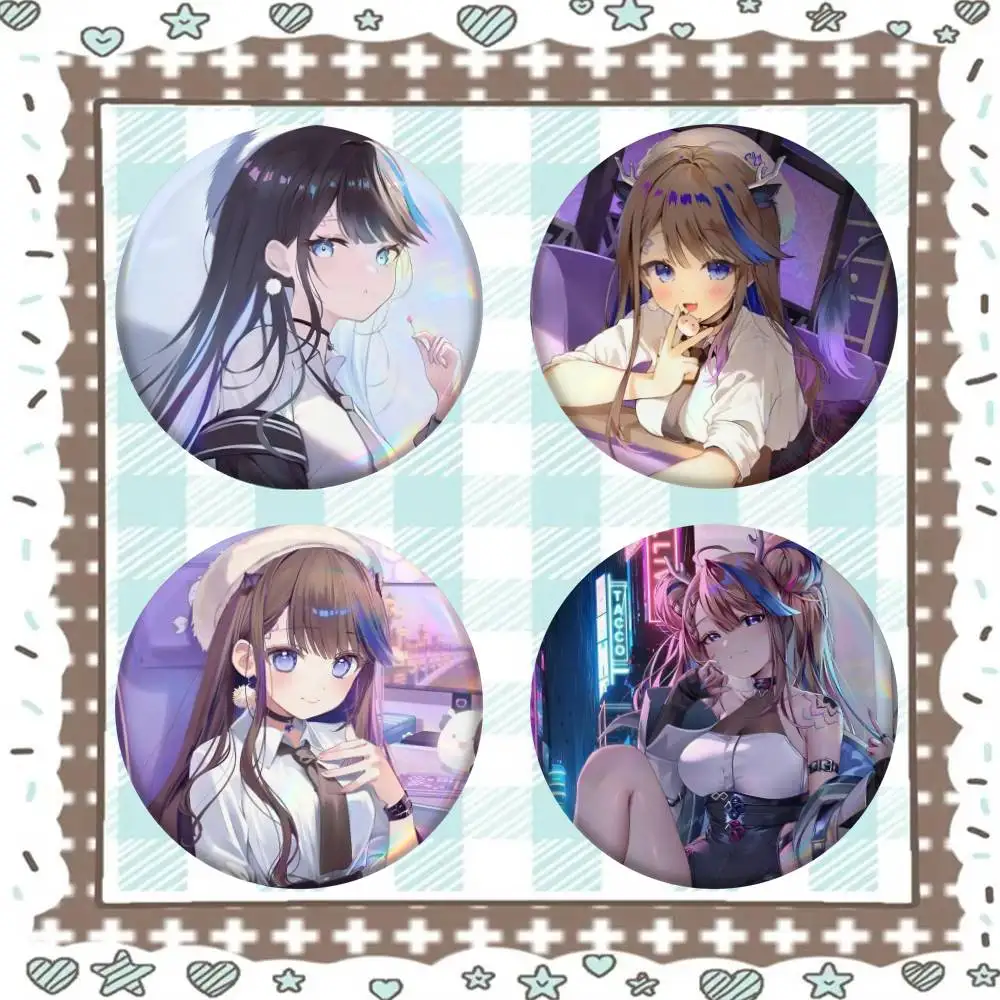 StelLive Airi Kanna Game Badge Tinplate Meme Round Brooch For Hat Bag Creative Lapel Jewelry Accessories Gifts