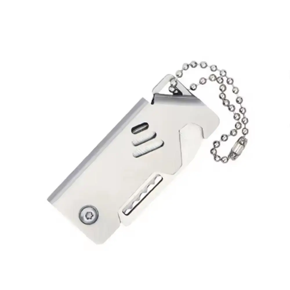 

D2 Steel Portable Sharp Cutter Non-slip Handle with Keychain Mini Folding Cutter Wear-resistant High Hardness Pocket Cutter