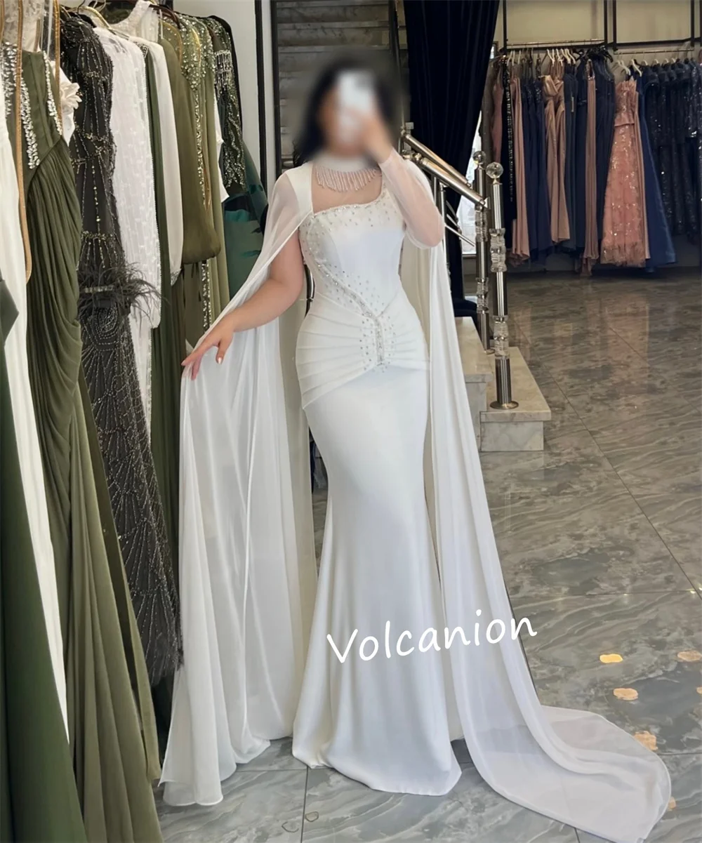 Abiti lunghi a tromba con collo alto e perline in chiffon con paillettes personalizzati Occasioni su misura Serata formale squisita