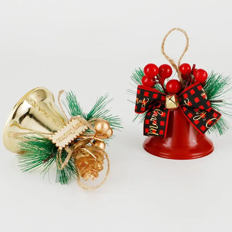 Christmas Metal Bell Hanging Ornament Xmas Tree Holiday Pendant with Berry For Home Holiday Wedding parties decoration