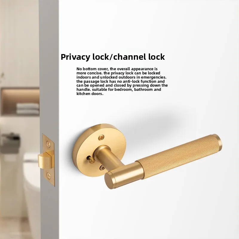 All-copper privacy door lock, keyless bathroom door handle, single house bathroom channel lock