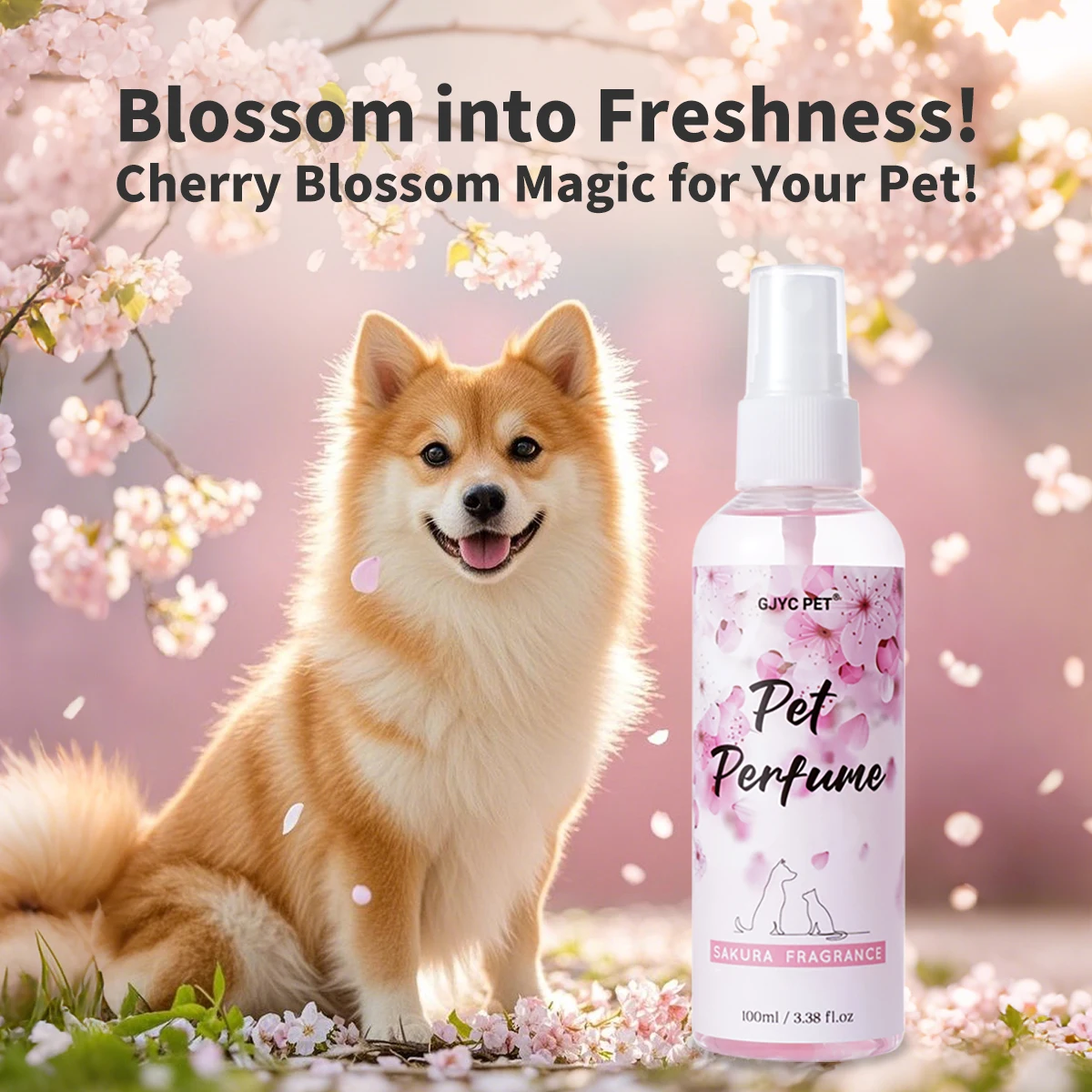 Sakura Blossom Pet Perfume Spray Long Lasting Odor Eliminator Gentle Alcohol-Free Formula Safe For Dogs Cats