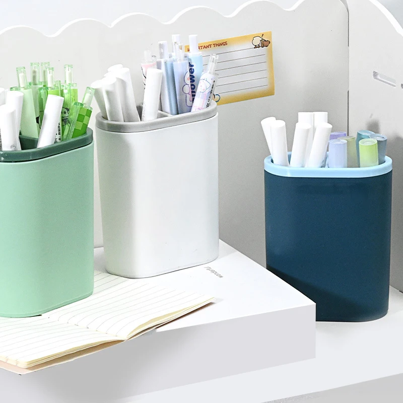 2Pcs Creative Multifunctional Pen Container Makeup Desktop Office Organizer Cosmetic Storage Bucket Large Capacity Pen Container