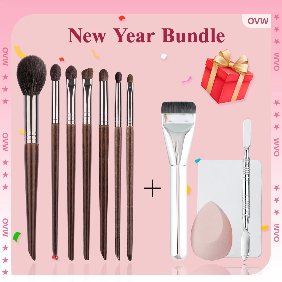Zestaw OVW Pro Makeup Essentials Wszechstronny zestaw pędzli do makijażu Beauty Blender