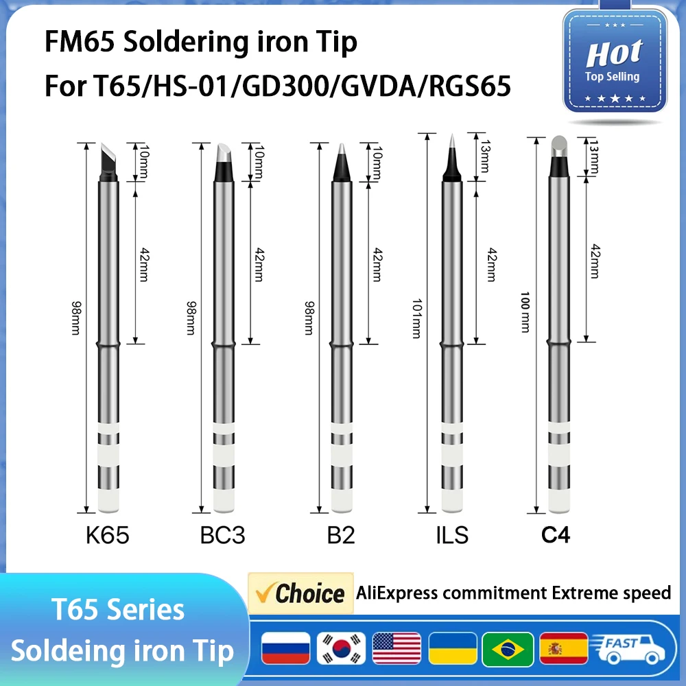 T65 Soldering Iron Tip for T65 HS-01 GVDA300 T85 SH72  Replacement Heater Solder Compatible with SH series  Not Applicable T12