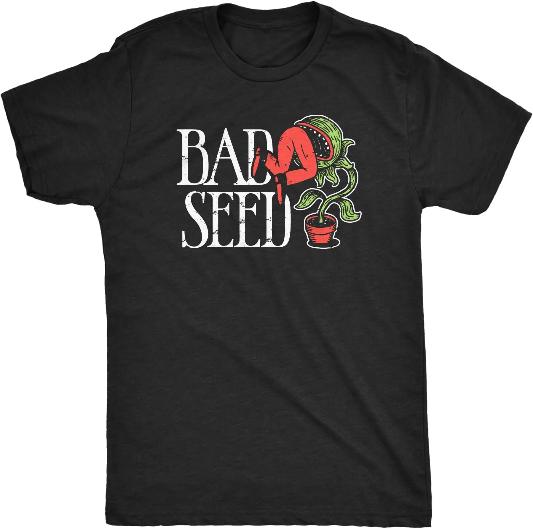 Mens Bad Seed T Shirt Funny Killer Carnivorous Plant Joke Tee for Guys Anime Graphic T-shirts for Men