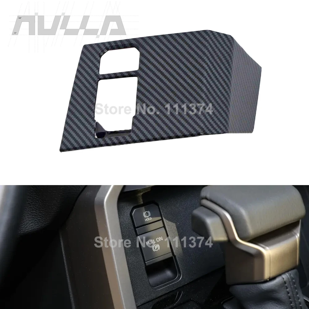 

For Toyota Tundra Sequoia 2022-2023 Interior Car Electronic Handbrake Button Frame Cover Trim Carbon Chrome Accessories
