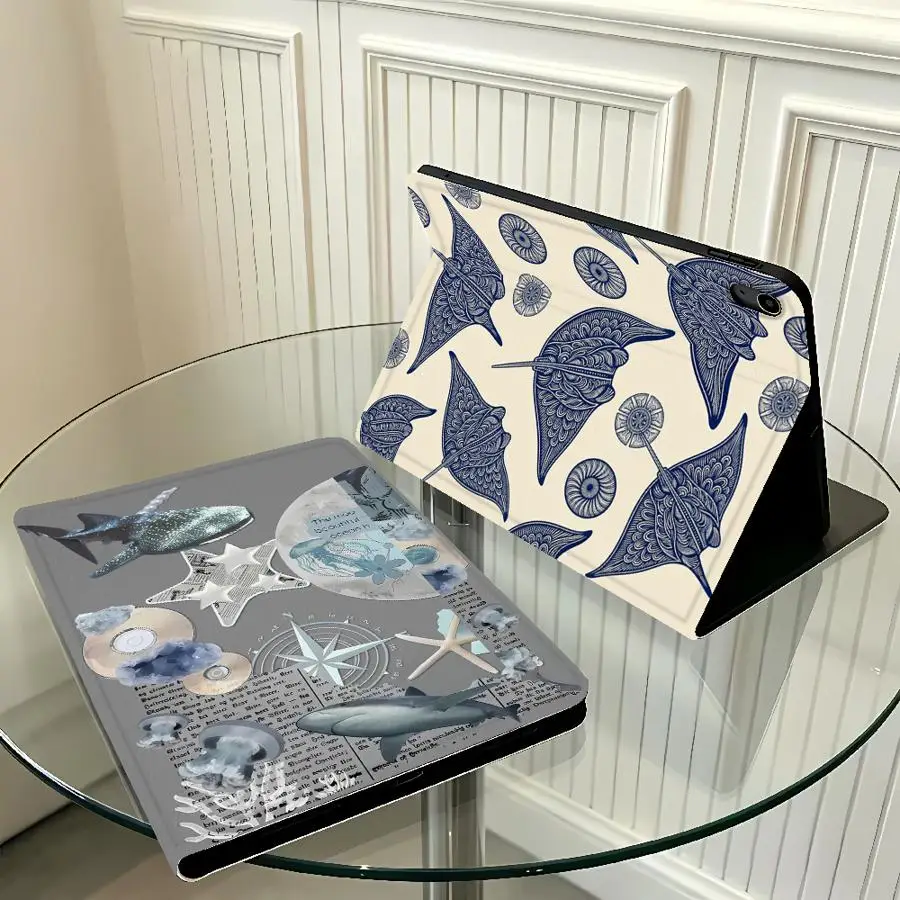 Case for Apple iPad 10th 7/8/9th Air 11 13 M4 M3 M2 A16 2026 Pro11 13 with Pencil Slot Air 4/5/6th Sketch Wildflower Print