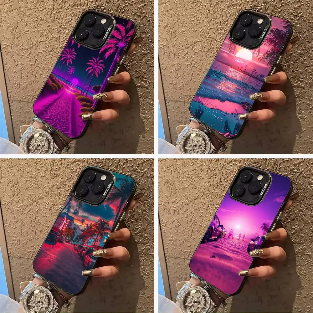 

Florida- M-Miami For iPhone 17 16 15 14 13 12 11 Pro Max XS 17 Air Silicone Colored Silver Bumper Cover