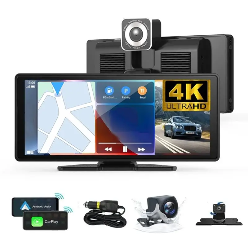 [B24B!】 For Carplay& Android Auto Compatible Wireless 10.26" 4K 360° Rotation Dash Cam Screen For Car Stereo 1080P Backup Camera