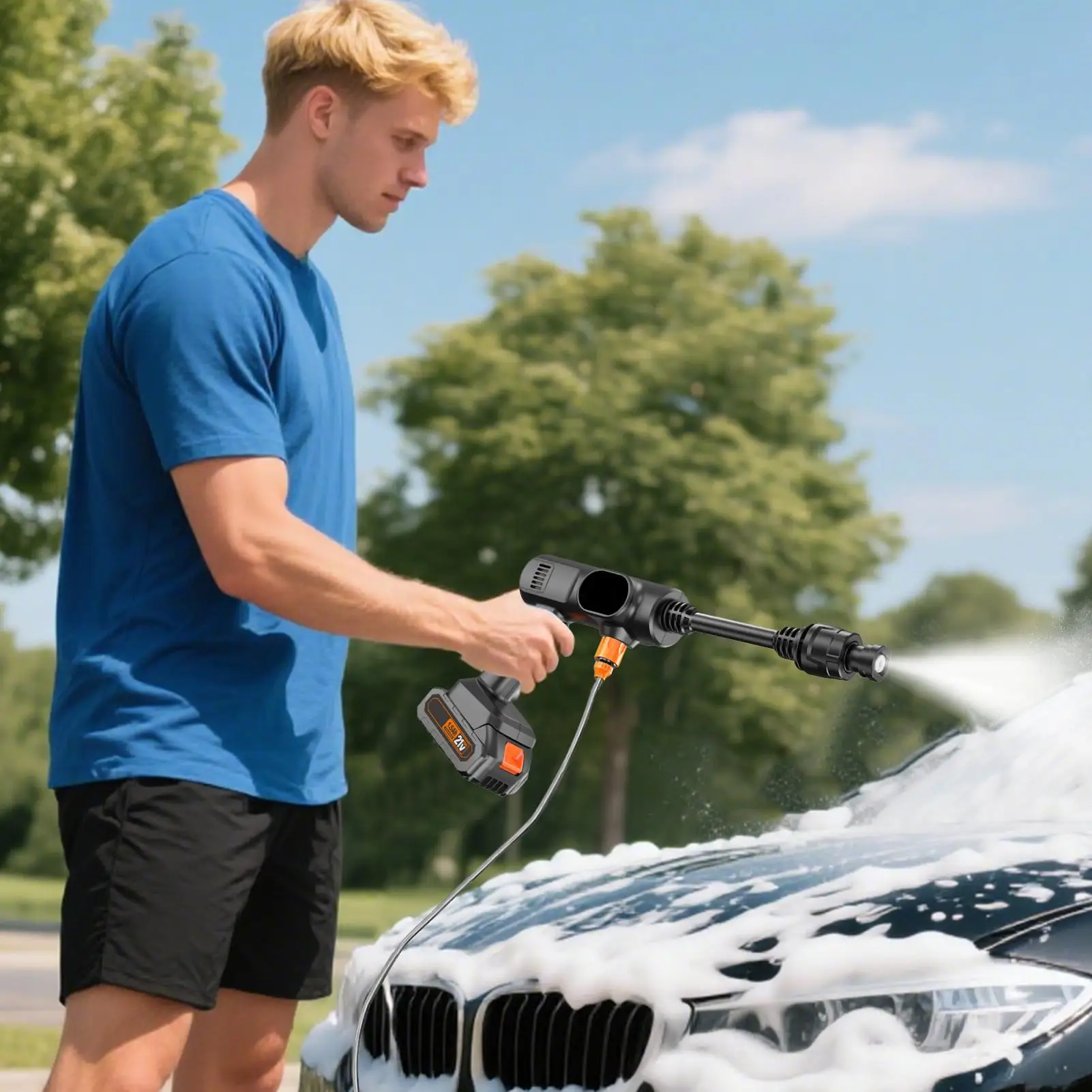 

Portable Cordless Pressure Washer Pressure Water Sprayer Portable Handheld Cleaner Spraying Machine Attachment For House Car