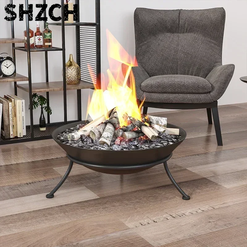 47/60cm Charcoal Stove Large Cast Iron Firepit for Garden Modern Bonfire Rack Outdoor Fireplace Patio Terrace Camping Brazier