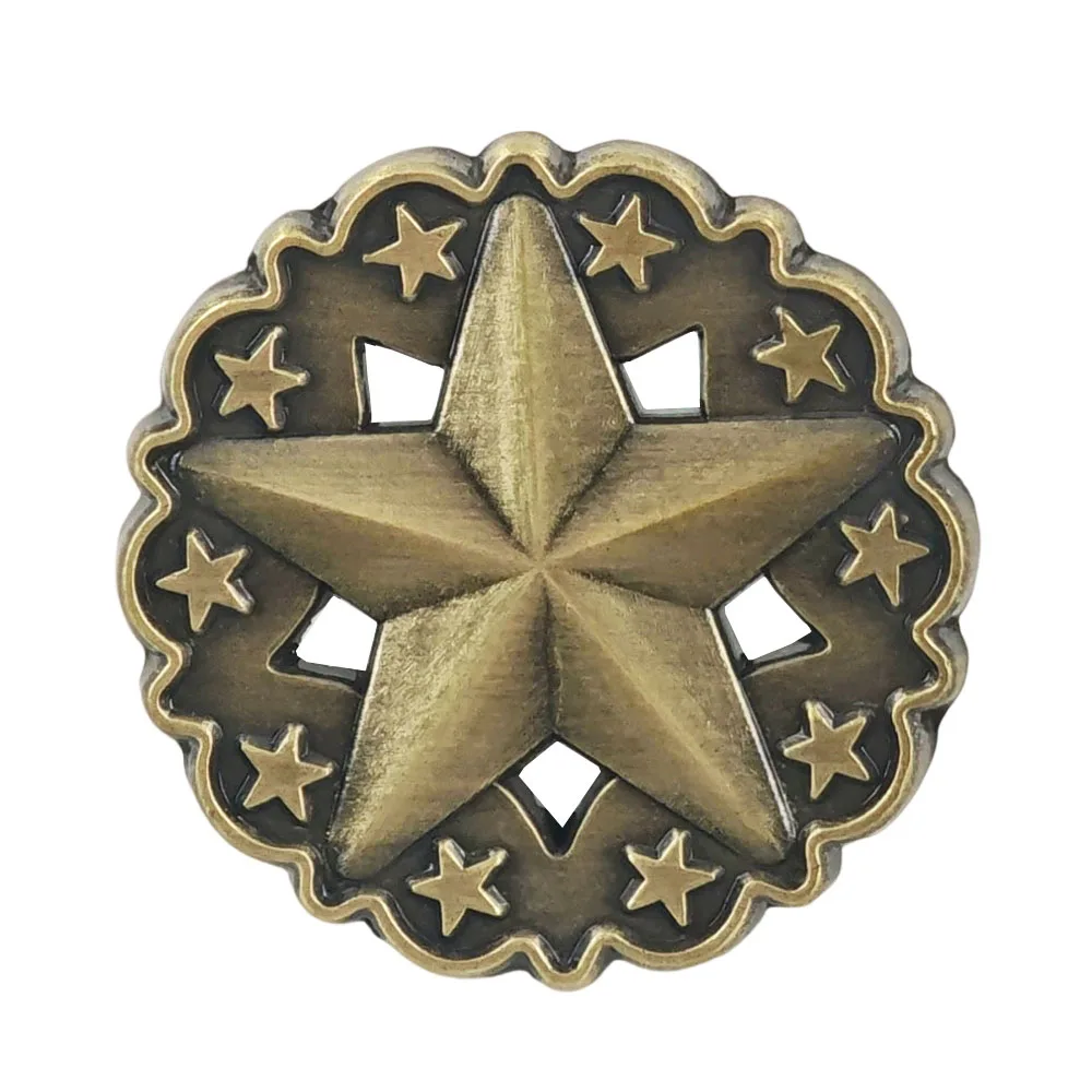 Vintage Texas Lone Star Brosche, antike Bronze, Western-Cowboy-Emaille-Anstecknadel, Retro-Metallabzeichen, ausgehöhltes Pentagramm, Reversnadel, Geschenk – Detail 1