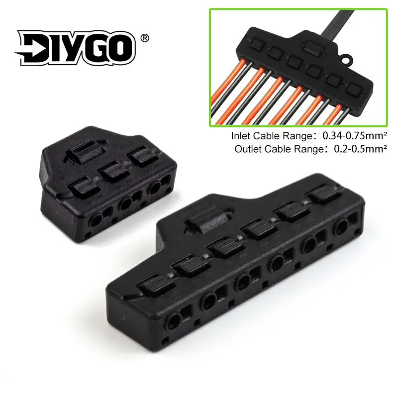 

Quick Connect Low Voltage Wire Splitter Distribution Block 3/6 Port Out Line Splitter For Lighting Led Strip Connection Terminal