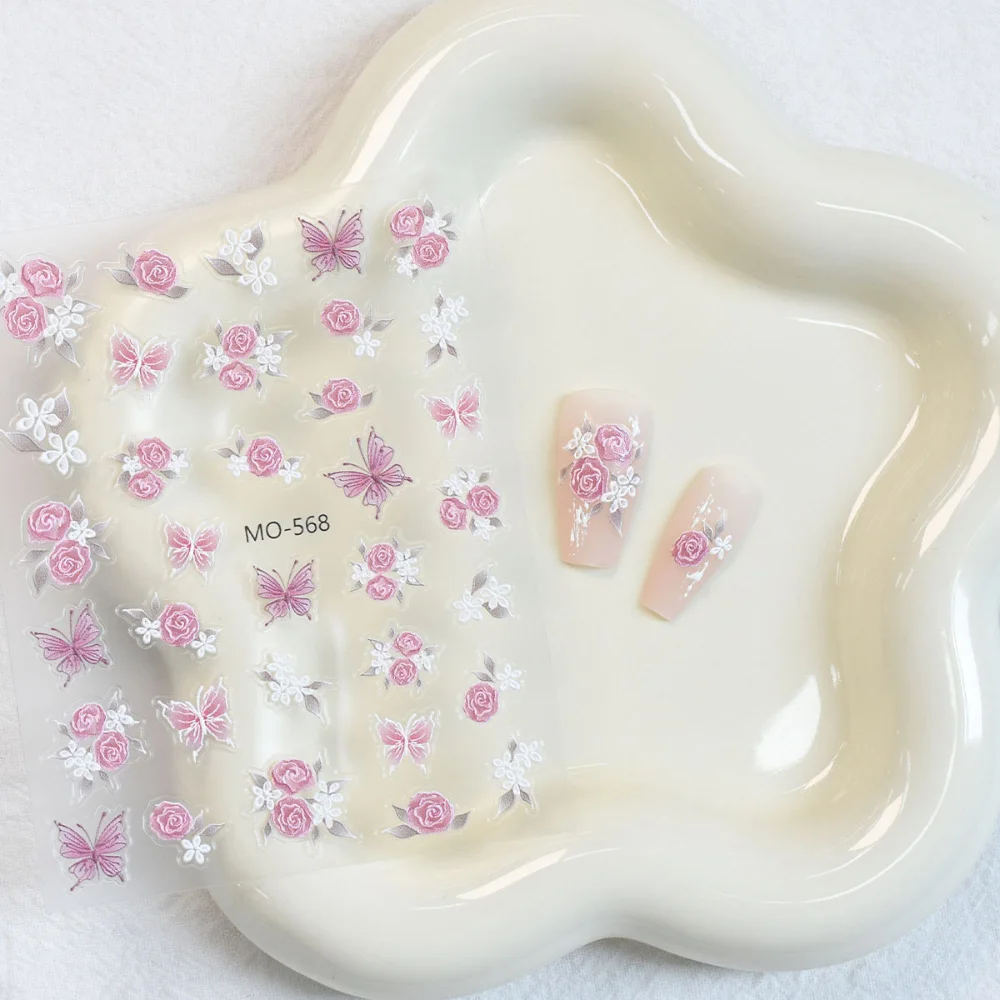 

New Fashion Butterfly Nail Art Stickers Sweet Cute Simulation Floral Design Wearable Nails Patch Accessories Beauty Tools