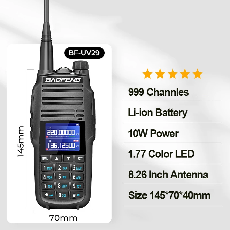 UV-29 BAOFENG New Portable Walkie Talkie 10W Multi Band Type-C Charging Two Way Radio 999CH DTMF BF-UV29 Radios UV-29 Pro Max