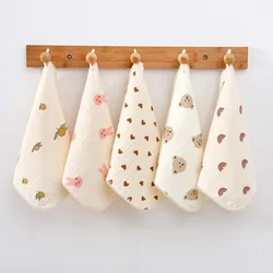 5pcs/set Baby Bibs Triangle Burp Cloth 4 Layer Cotton Bibs Print Saliva Towel Baby Boys Girls Feeding Apron