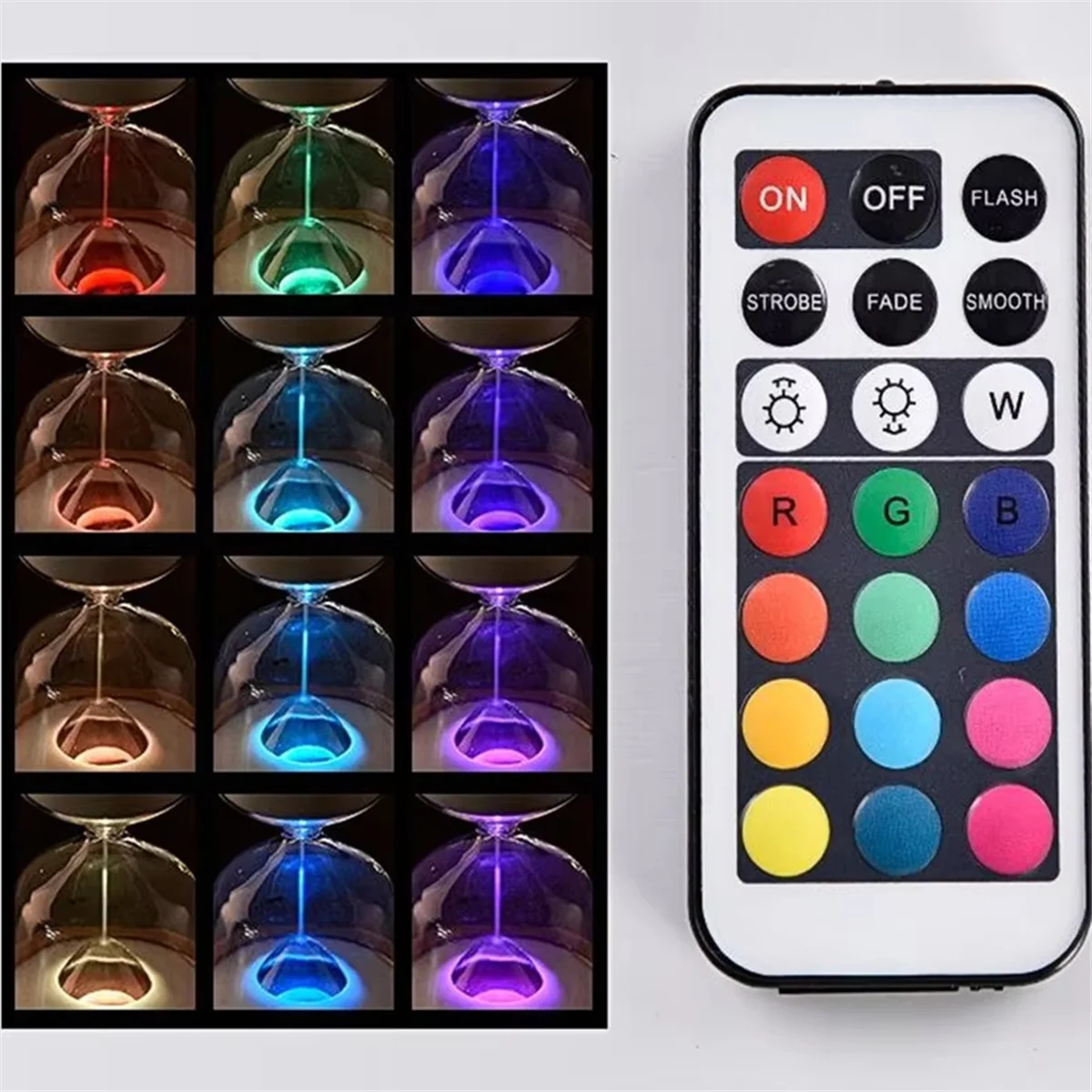 Milik Anda 15 Menit Bercahaya Remote Control Kaca Jam Pasir Timer Pasir Kayu Bawah Lampu Malam Kaca Pasir Meja Rumah Dekoratif Mainan