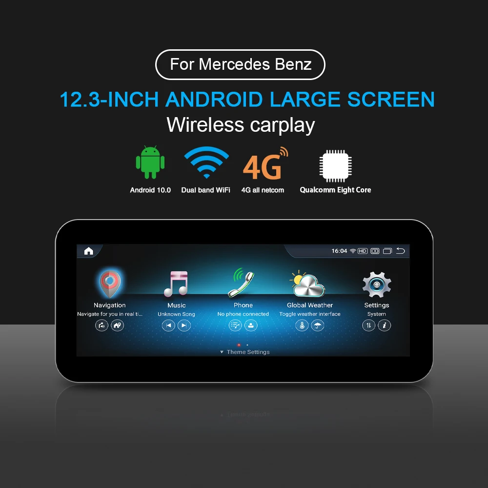 2023 New 12.3-inch Screen 4k Multimedia Video Player Host Wireless Carplay8 core Suitable For Mercedes-Benz Android Car Audio