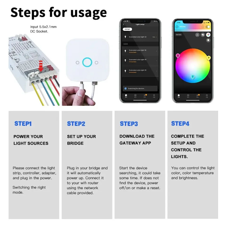 Afbeelding 3: GLEDOPTO ZigBee Pro+ Smart LED-controller DC12-24V 20A Max. werkt met 2.4G RF-afstandsbediening