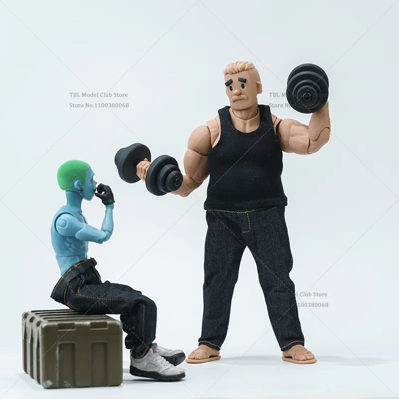 جينز بمقياس 1/12 1/10 مع حزام خصر مطاطي ملابس رجالية بدون أكمام من Vset للجسم السمين NT03 مقاس 6 بوصات لجندي الحركة #5