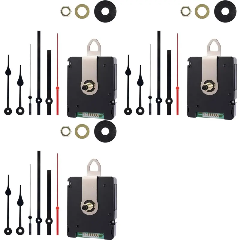 3X DCF77 24Mm Radio-Controlled Clock Movement - Silent With Hand Replacement Black - Wall Clock Replacement
