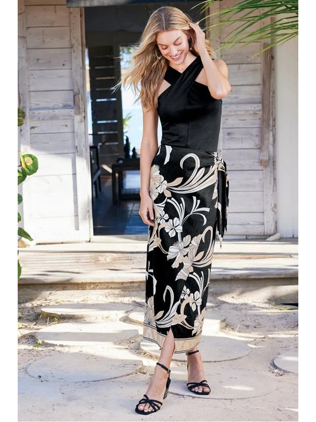 

Elegant High Waist Printed Slimming Midi Length Half Skirt Feel Blend of Linen Stylish Sister Style Fashionable