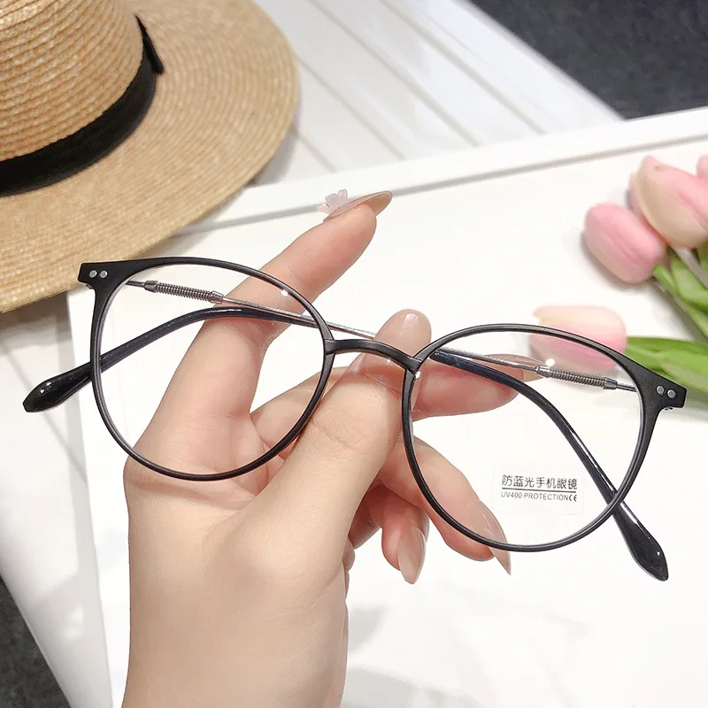 New Fashion Retro Anti Blue Light Glasses for Women Men Ultralight TR Alloy Frame Female Trend Optical Transparent Eyeglasses