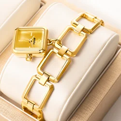 YaLaLuSi Newest Ladies Quartz Watch Ladies Small Watch Gold Case Gold Face Luxury Casual Fashion Bracelet