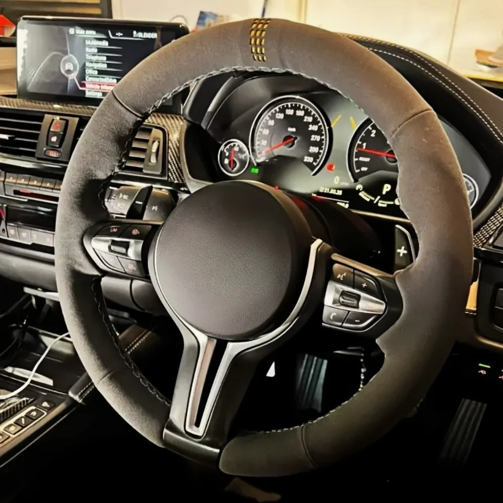 Custom Car Steering Wheel Cover Suede Leather For BMW M Sport F06 F10 F15 F16 F20 F21 F25 F30 F32gt X1 X3 x5 Avant Steering Wrap