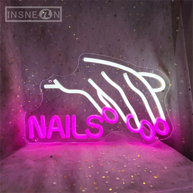 Nails Salon Neon Sign Nail Neon Light For Wall Room Decoration Beauty Store Room Gift Neon Signs Shop Decorative Light Up Sign