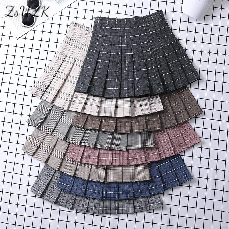 

ZUZK Preppy Mini Pleated Skirt For Girls Y2k Women Korean Style High Waist Short A-line Skirt Harajuku Pleated Short Skirts