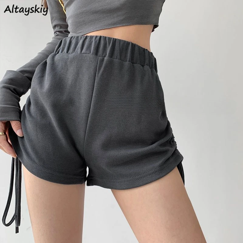 

Shorts Women Sexy Pure Chic Shirring Designed Sporty Summer Hotsweet Streetwear High Waist Simple Young Soft Bodybuilding Newly