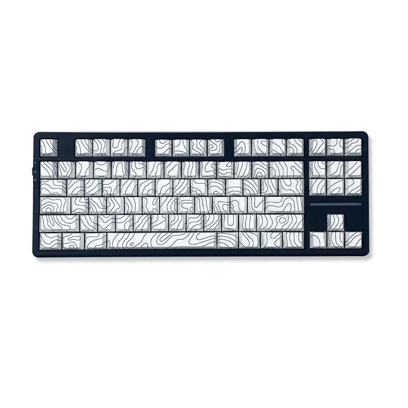 Contour Lines Inspired 129-Key OEM Profile PBT Side-Lit Sublimated Keycaps for Custom Mechanical Keyboards - Translucent Backlit