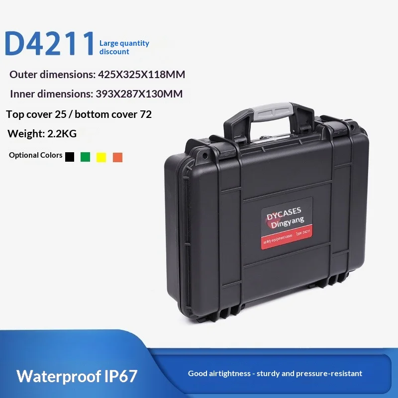 

Прочный пластиковый ящик для инструментов, водонепроницаемый, ударопрочный, с замком, органайзер для хранения на стройплощадке, с пенопластовой вставкой, металлический ящик для инструментов