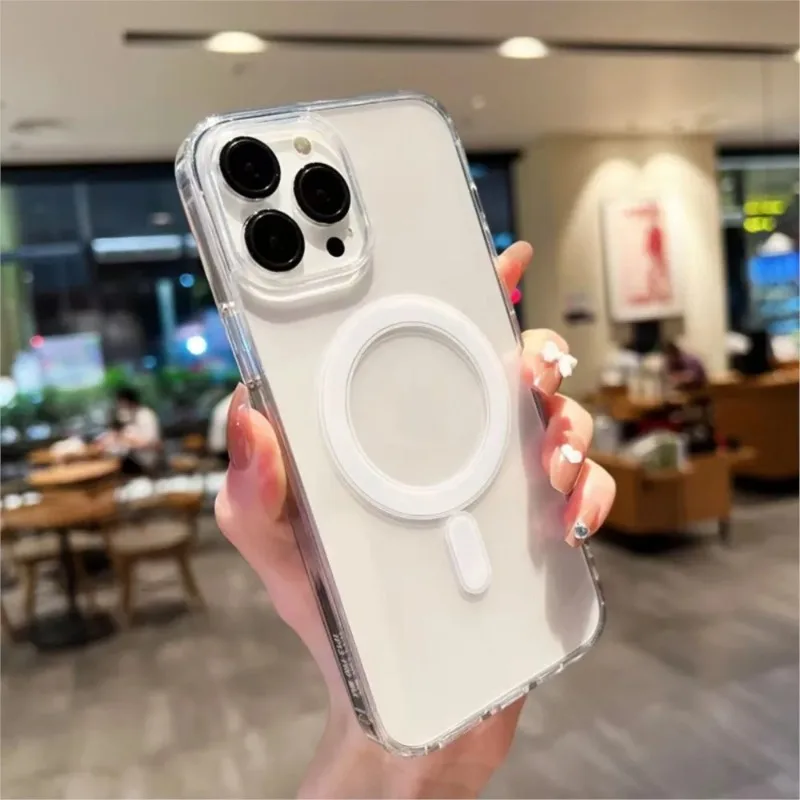 Funda magnética transparente original para iPhone 17 16 15 14 Plus 13 12 mini 11 Pro Max 16E 17E, para Magsafe 4