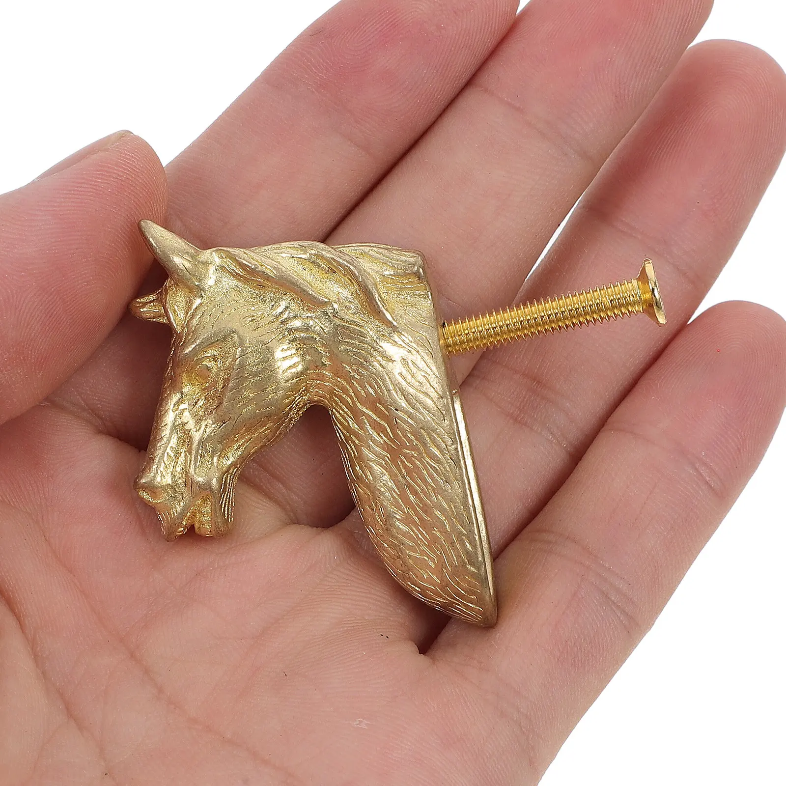 Brass Unicorn Drawer Pull Cabinet Handle Vintage Animal Head Knob for Dresser Wardrobe Cupboard Kitchen Bathroom Furniture