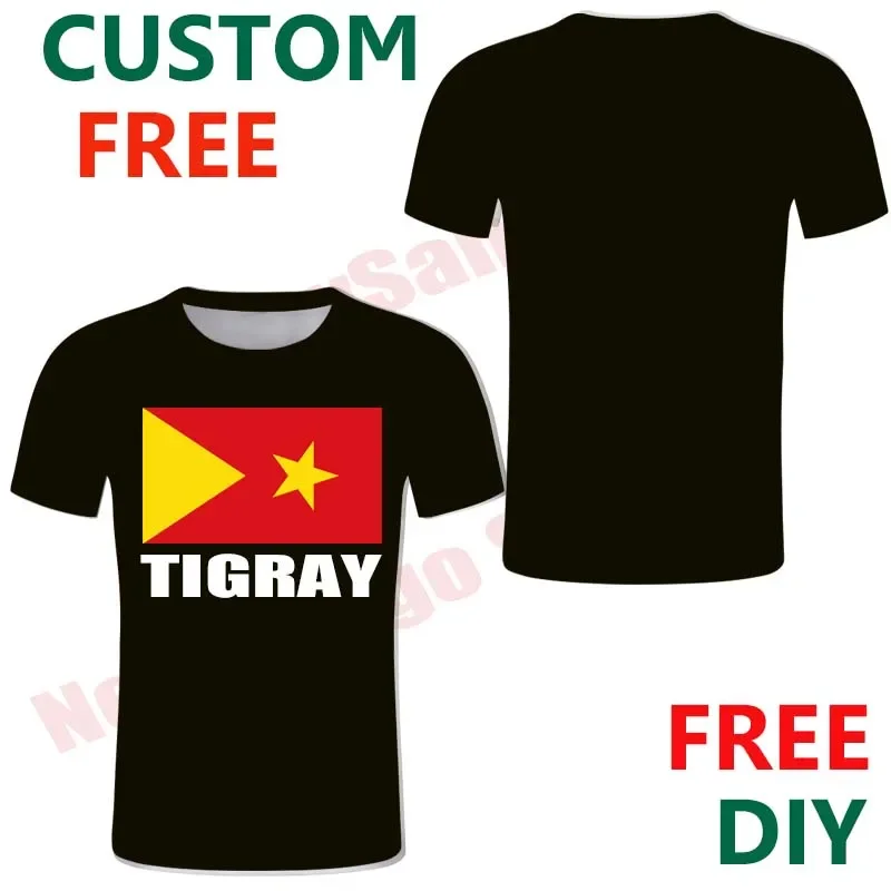 Tigray Free Custom Men T Shirt Flag Emblem Streetwear Tigray Tigrinya Female T Shirts DIY Casual Tribe Ethnic Group Tee Top