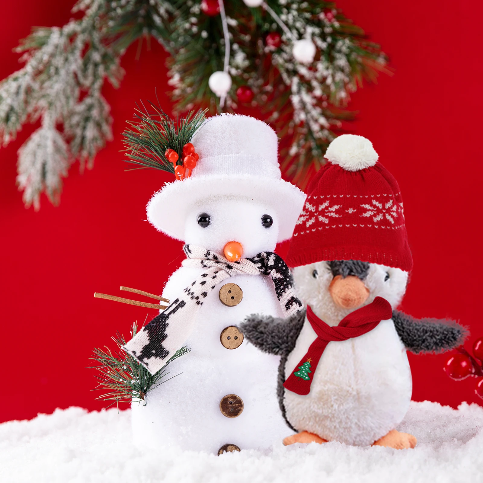 1Set Christmas Snowman Mini Knit Hat Scarf Soft Wool Yarn Christmas Decoration Miniature Scarf Xmas Party Supplies Wine Bottle